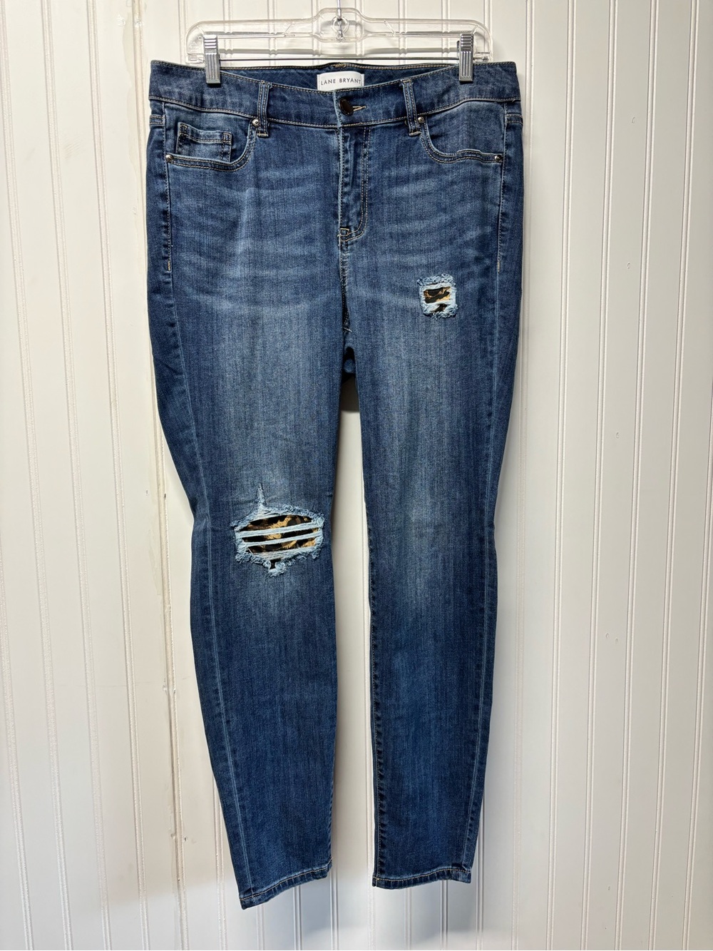 Lane Bryant Flex Magic Waist Mid Rise Skinny Fit Jeans Size 14 Leopard Patchwork
